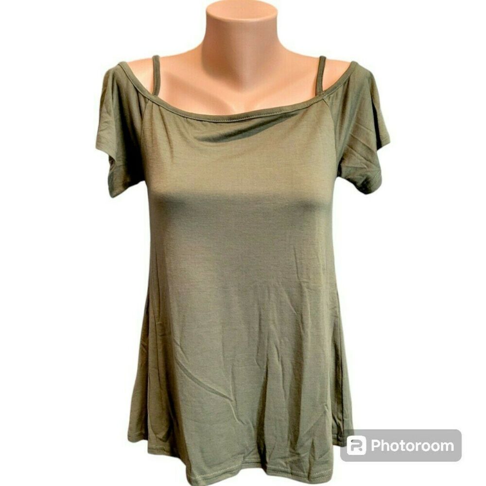 Fisoul Army Green Cold shoulder top